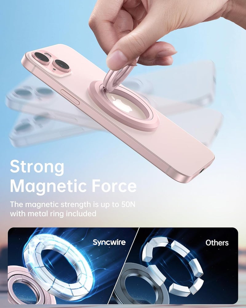 Syncwire for MagSafe Ring Phone Holder, 360° Rotation Magnetic Cell Phone Grip Dual-Sided Magnets Phone Ring Kickstand Compatible with iPhone 17 16 15 14 13 12 Pro Max MagSafe, Android, Samsung etc. - Image 5